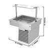 Commercial Drop-in Refrigerated Well - 800mm - +2 to +8°C - 2x GN 1/1 - 190W - Square Glass - with Glass Sneeze Guard