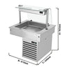 Commercial Drop-in Refrigerated Well - 800mm - +2 to +8°C - 2x GN 1/1 - 190W - Curved Glass - with Glass Sneeze Guard