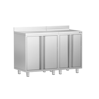 Szafka robocza – do ekspresu do kawy – 1400 x 600 mm – z 4 drzwiami skrzydłowymi i panelem tylnym