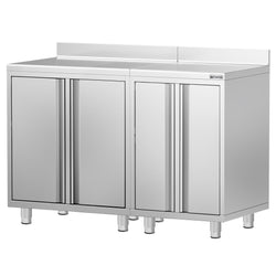 Szafka robocza – do ekspresu do kawy – 1400 x 600 mm – z 4 drzwiami skrzydłowymi i panelem tylnym