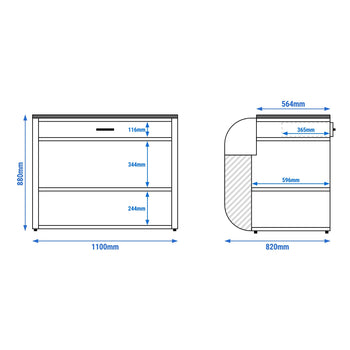 Lada kasowa - 1100 mm - czarny front - czarny granit - Prime Gastro