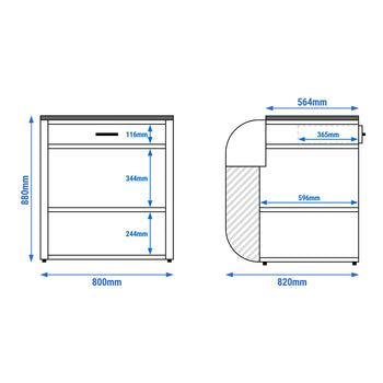Lada kasowa - 800 mm - czarny front - czarny granit - Prime Gastro