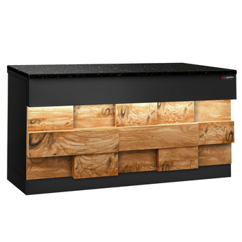 Lada kasowa TORONTO - 1800 mm - drewniany panel przedni - blat roboczy kuchenny z czarnego granitu - Prime Gastro