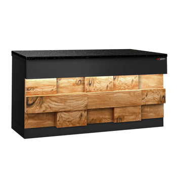 Lada kasowa TORONTO - 1800 mm - drewniany panel przedni - blat roboczy kuchenny z czarnego granitu - Prime Gastro