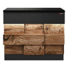 Stolik kasowy TORONTO stal nierdzewna - 900x880mm - Panel przedni Czarny - Front drewniany - Blat roboczy Czarny granit
