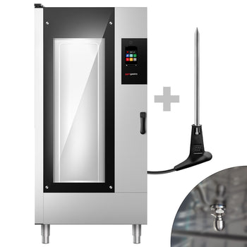 Elektryczny - Piec konwekcyjno - parowy - 20x GN 1/1 - dotykowy - w zestawie: Sonda rdzeniowa & Wózek do pieca