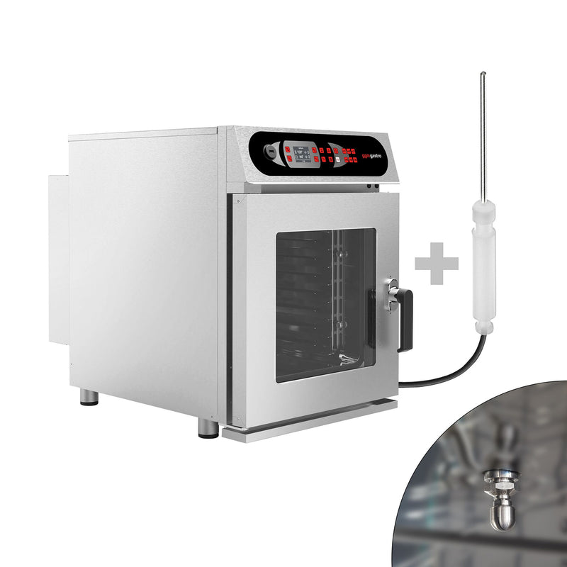Elektryczny-Piec konwekcyjno-parowy - 6x GN 1/1 - wąski - z systemem mycia - w zestawie: Sonda rdzeniowa