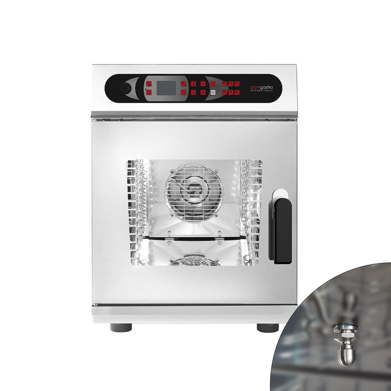 Elektryczny Piec konwekcyjno - parowy elektroniczny - 6x GN 1/1 lub 6x GN 2/3 - wąski - z systemem mycia - w zestawie: Sonda rdzeniowa & System czyszczący