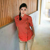 KARLOWSKY | Bluza kucharska damska Jeans-Style – z krótkim rękawem – Vintage Red – rozmiar: 36