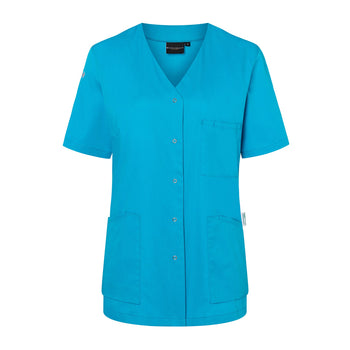 KARLOWSKY | Ladies' Tunic Essential – Pacific Blue - Size 34 - Short Sleeve - V-Neck - 95°C Washable