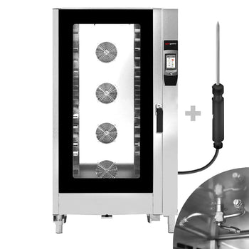 Piec konwekcyjno-parowy - Touch - 20x GN 1/1 - włącznie z systemem mycia & czujnikiem temperatury - włącznie z wózkiem na tace - Prime Gastro