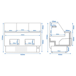 Witryna chłodnicza - 1622x953mm - 178L - front Beżowy - z 2 drzwiami - 1 półki