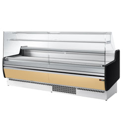 Witryna chłodnicza - 2560x953mm - 282L - front Beżowy - z 4 drzwiami - 1 półki - z oświetleniem LED - z tylnym rantem i wyświetlaczem temperatury