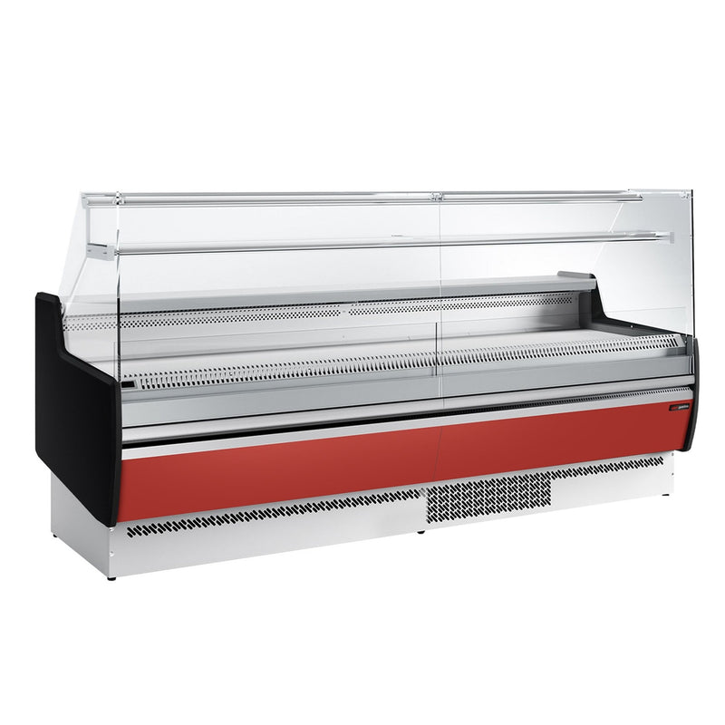 Witryna chłodnicza - 2560x953mm - 282L - front Panel przedni Czerwony (RAL3003) - z 4 drzwiami - 1 półki