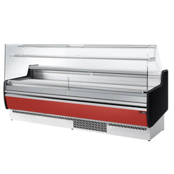 Witryna chłodnicza - 2560x953mm - 282L - front Panel przedni Czerwony (RAL3003) - z 4 drzwiami - 1 półki