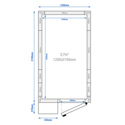 Commercial Walk-In Cold Room - 1200x2100mm - 3,70m³ (3700L) - incl. Integral Refrigeration Unit