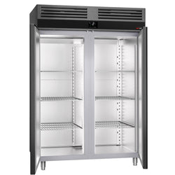Szafa chłodnicza PREMIUM – stal nierdzewna – GN 2/1 – 1400 L – z 2 drzwiami – antracytowa