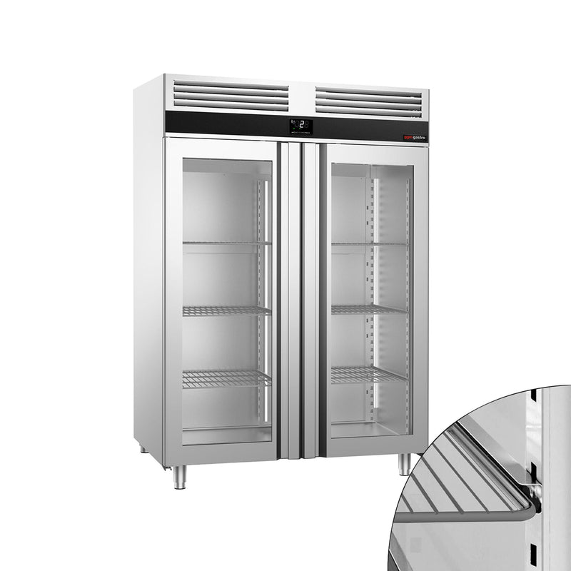 Chłodziarka ze stali nierdzewnej PREMIUM - GN 2/1 - 1400 litrów - z 2 szklanymi drzwiami