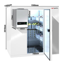 Komora chłodnicza – 1500 x 1500 mm – 3,5 m³ – z agregatem chłodniczym