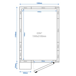 Komora chłodnicza - 0/+8°C - 1500x2100mm - 4,80m³ - z agregatem chłodniczym