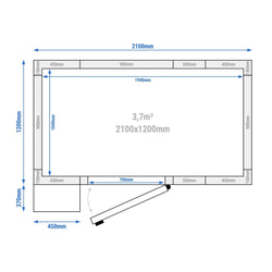 Komora chłodnicza - 0/+8°C - 2100x1200mm - 3,70m³ - z agregatem chłodniczym