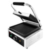Grill kontaktowy do hamburgerów – powierzchnia grillowa: 270 x 255 mm – 2 kW – z ryflowaną płytą górną i dolną