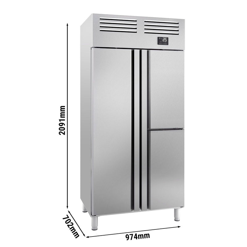 Chłodziarka PREMIUM PLUS - GN 1/1 - 745 litrów - z 1 drzwiami i 2 półdrzwiami ze stali nierdzewnej