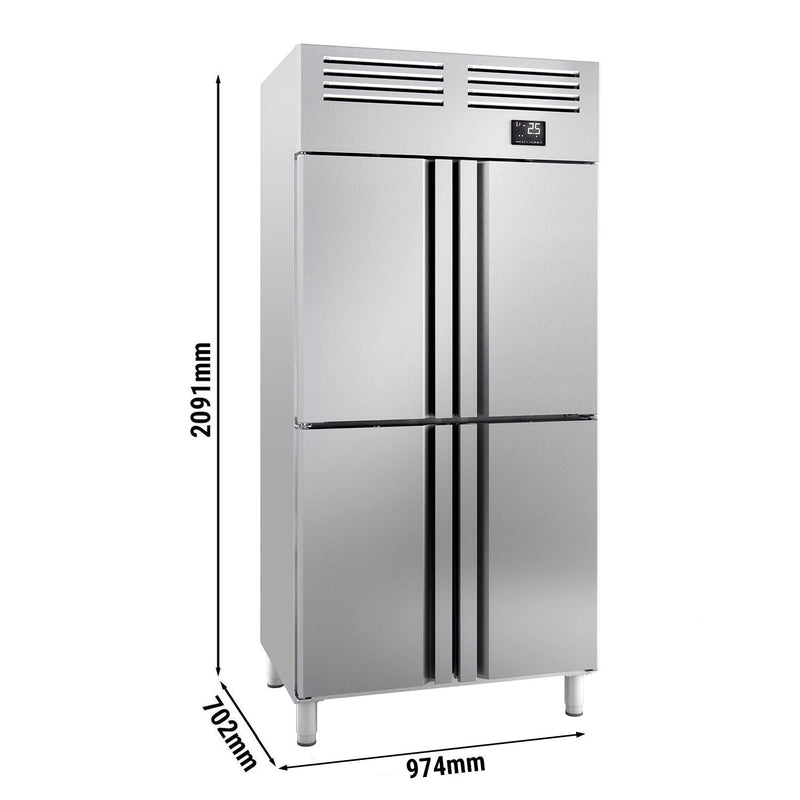 Chłodziarka PREMIUM PLUS - GN 1/1 - 745 litrów - z 4 półdrzwiami ze stali nierdzewnej