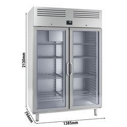 Chłodziarka ze stali nierdzewnej PREMIUM PLUS - GN 2/1 - 1240 litrów - z 2 szklanymi drzwiami