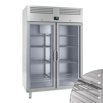 Chłodziarka ze stali nierdzewnej PREMIUM PLUS - GN 2/1 - 1240 litrów - z 2 szklanymi drzwiami - Prime Gastro