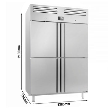 Chłodziarka PREMIUM PLUS - GN 2/1 - 1240 litrów - z 4 półdrzwiami ze stali nierdzewnej - Prime Gastro