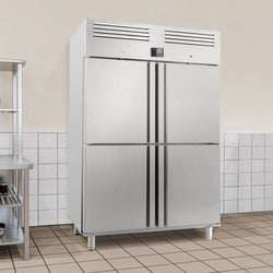 Chłodziarka PREMIUM PLUS - GN 2/1 - 1240 litrów - z 4 półdrzwiami ze stali nierdzewnej