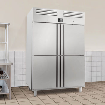 Chłodziarka PREMIUM PLUS - GN 2/1 - 1240 litrów - z 4 półdrzwiami ze stali nierdzewnej - Prime Gastro