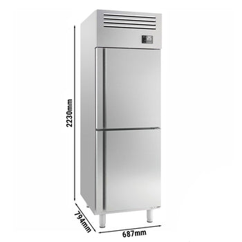 Chłodziarka PREMIUM PLUS - GN 2/1 - 560 litrów - z 2 półdrzwiami ze stali nierdzewnej - Prime Gastro