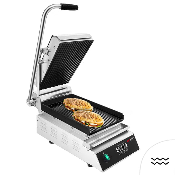 Grill kontaktowy – 2,8 kW – cyfrowy – ruszt górny i dolny – powierzchnia grillowania: 223 x 380 mm