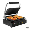 Contact grill for hamburgers – grilling surface: 345 x 235 mm – 2.2 kW – from +50 to +300 °C – with ribbed top and bottom plate – black, image 1 of 10