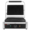 Grill kontaktowy do hamburgerów – powierzchnia grillowa: 340 x 230 mm – 3 kW – z ryflowaną płytą górną i dolną