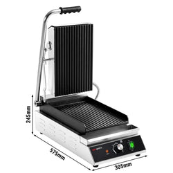 Grill kontaktowy do hamburgerów – powierzchnia grillowa: 230 x 350 mm – 2,3 kW – od +50 do +300 °C – z ryflowaną płytą górną i dolną, zdjęcie 2 z 10