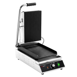 Grill kontaktowy do hamburgerów – powierzchnia grillowa: 230 x 350 mm – 2,3 kW – od +50 do +300 °C – z ryflowaną płytą górną i dolną, zdjęcie 3 z 10