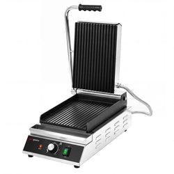 Grill kontaktowy do hamburgerów – powierzchnia grillowa: 230 x 350 mm – 2,3 kW – od +50 do +300 °C – z ryflowaną płytą górną i dolną, zdjęcie 5 z 10