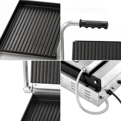 Grill kontaktowy do hamburgerów – powierzchnia grillowa: 230 x 350 mm – 2,3 kW – od +50 do +300 °C – z ryflowaną płytą górną i dolną, zdjęcie 8 z 10