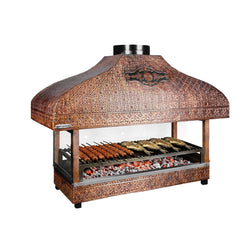 Miedziany grill na węgiel drzewny - 1000 mm - z szybą