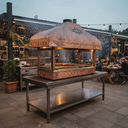 Miedziany grill na węgiel drzewny - 1200 mm - z szybą