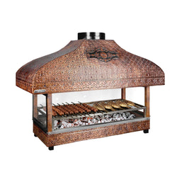 Miedziany grill na węgiel drzewny - 1200 mm - z szybą