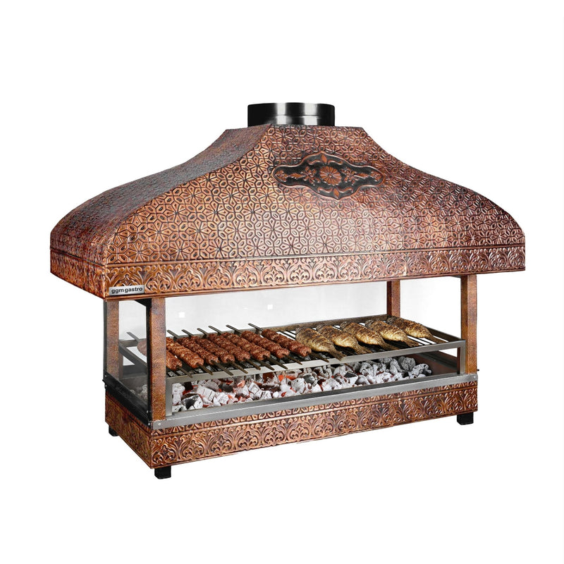 Miedziany grill na węgiel drzewny - 1200 mm - z szybą