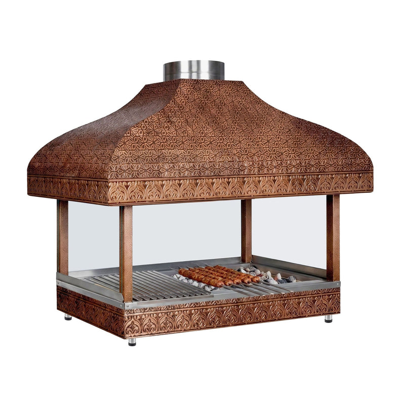Grill miedziany – na węgiel drzewny – 1200 mm – z przeszkleniem