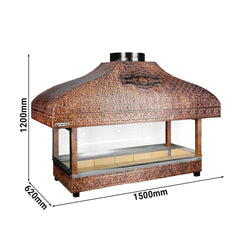 Miedziany grill na węgiel drzewny - 1500 mm - z szybą