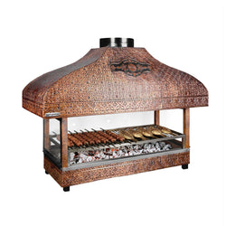 Miedziany grill na węgiel drzewny - 1500 mm - z szybą