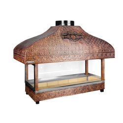 Miedziany grill na węgiel drzewny - 1500 mm - z szybą