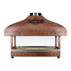 Miedziany grill na węgiel drzewny - 1500 mm - z szybą